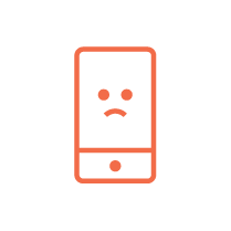 Cell phone with sad face on the screen